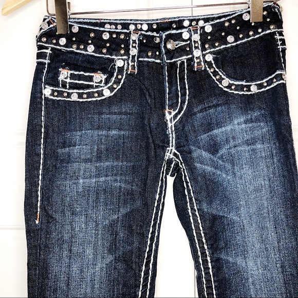 Miss chic Rhinestone stretch slim denim Jeans - Picture 7 of 8